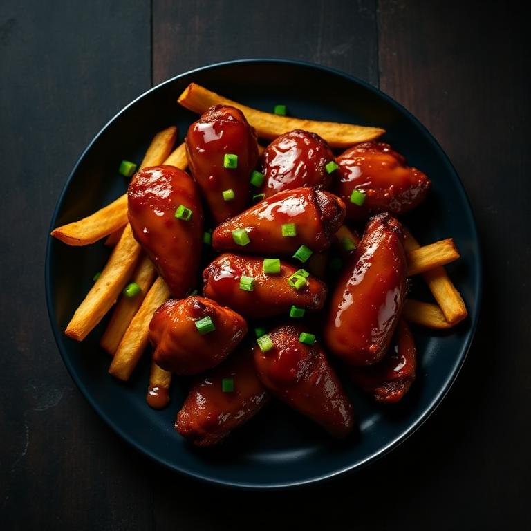 Honey Garlic Wings with Fries
