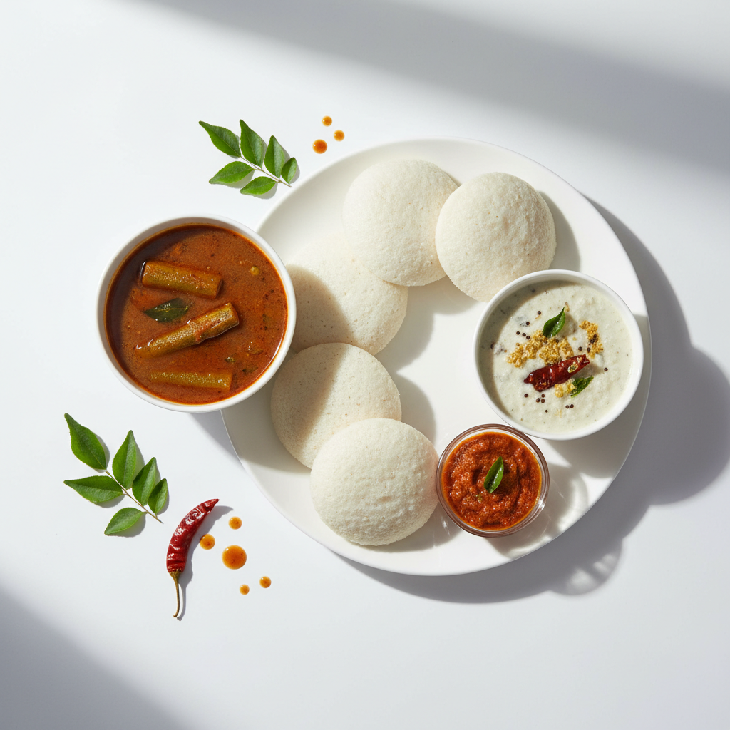 5 Piece Idly with Sambar & Chutney