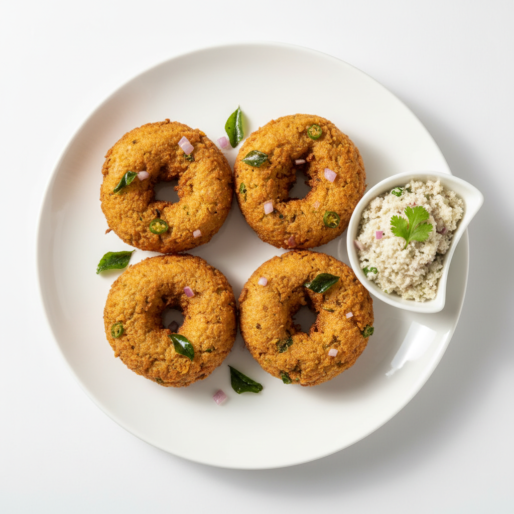 Medhu Vada (4) + Fresh Coconut Sambol