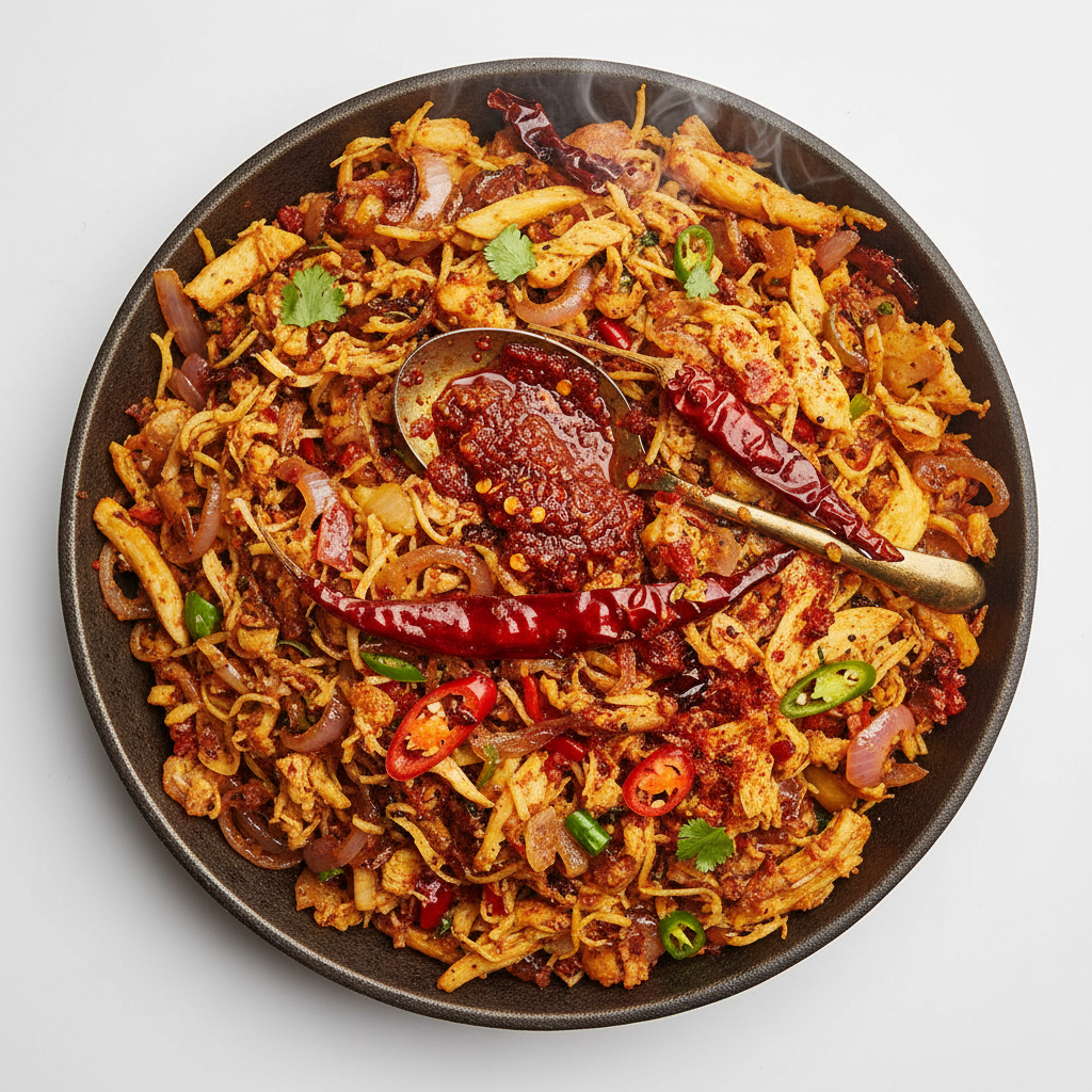 Neruppu Da" Spicy Chicken Kothu Roti