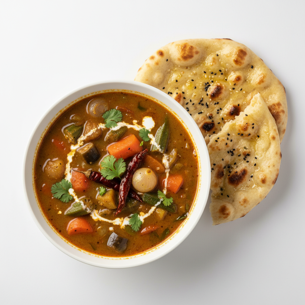 Saffron's Vegetarian Sambar Soup + NAAN
