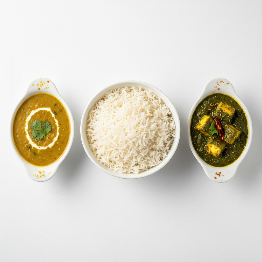 Separate Rice with Two Veggie Curries