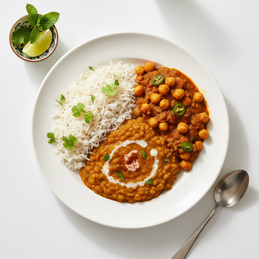 Special Vegetarian Combo for 1: CHICKPEA + DHAL with RICE