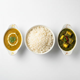 Separate Rice with Two Veggie Curries
